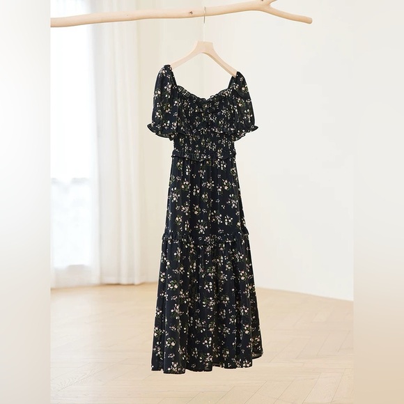 Black Floral Midi Sundress - Picture 9 of 10